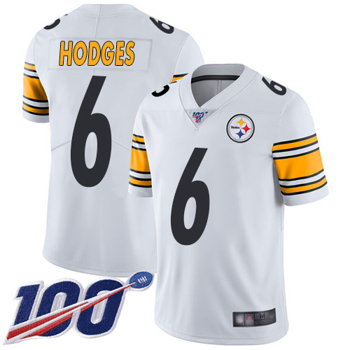 Men Pittsburgh Steelers Football #6 Limited White Devlin Hodges Road 100th Season Vapor Untouchable Nike NFL Jersey